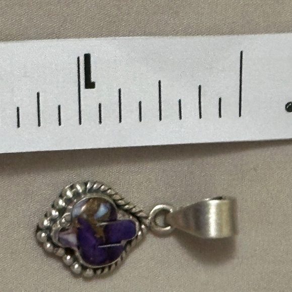 925 Sterling Silver Purple Copper Turquoise Cactus Pendant NO chain included - Picture 8 of 12